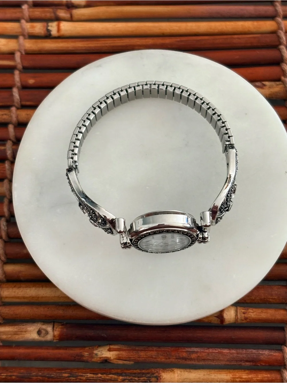 Studio Silver-Tone Marcasite Accent Women's Bracelet Watch Needs Battery